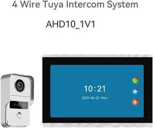 TUYA 10'' indoor 2.4Ghz WiFi monitor+ Outdoor Doorbell unlock intercom System Motion Detect APP Push Two-way-talk, Multi User