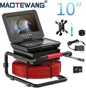 VisiPower Sewer Pipe Inspection Camera 10 Inch IPS 1080P Screen and  512HZ Locator Video+Audio Recording 5X Image Enlarge+Meter Counter+5MM Fiberglass Cable Length 20m/65ft