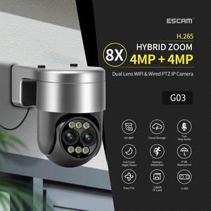 4MP 4mm-12mm 8X zoom Dual-Lens Dual-Light Source Wifi Indoor Security Camera Full Color Night Vision Human Motion Detection Two-Way Audio Home Camera Pan 355° Tilt 90° PTZ Smart Surveillance Camera