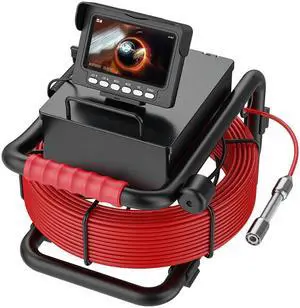 VisiPower 4.3" Screen Drain Sewer Pipe Camera Plumbing industrial Endoscope Video Recording Camera for Water supply pipelines, air conditioning pipeline, pipeline vacuum systems,Cable Length 50m/164ft