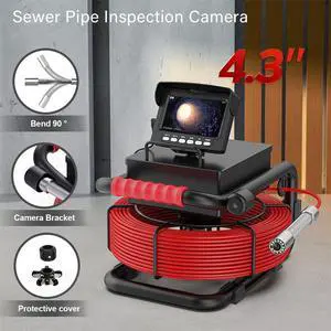 VisiPower 4.3" Monitor Video Recording Drain Sewer Pipe Inspection Camera Industrial Endoscope  Head dia 22MM IP68 waterproof for Water supply / air / lead pipelines Detection Cable Length 10m/32ft