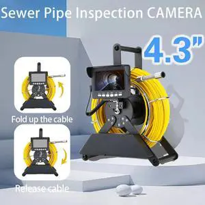 VisiPower 4.3" Screen Drain Inspection  Pipeline Industrial Endoscope Borescope, Camera head dia 17MM with 4500mah Battery with 8 LED Lights for Plumber, Inspection Equipment Cable Length 20m/65ft