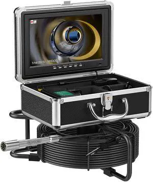 10" AHD Screen Sewer Pipe Drain Inspection Camera Pipeline Industrial Endoscope Borescope with DVR video recording, with 12 LED Lights for Plumber, Homeowners Inspection Equipment,Camera head dia 23MM