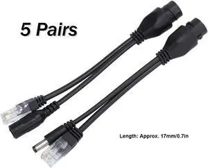 5PCS PoE Injector POE Splitter Kit DC12V Adapter Cable Standard Network for Surveillance Camera CCTV IP Camera
