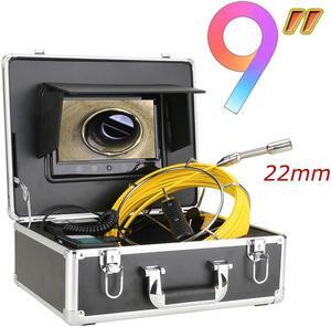 VisiPower Sewer Drain Pipe Pipeline Inspection Industrial Endoscope Camera with 9" Screen for home Blocked draining plumbing Industrial Endoscope Waterproof IP68, Cable length 20m/65ft