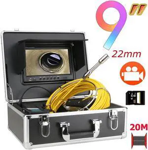 visiPower Sewer Drain Pipe Pipeline Inspection Endoscope Camera + 9" Screen + Video Recording, for home Blocked draining plumbing Industrial Endoscope Waterproof IP68, Cable length 20m/65ft
