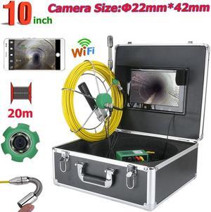 Sewer Drain Pipe Pipeline Inspection Industrial Endoscope Camera 10" Screen with battery home Blocked draining plumbing Industrial Endoscope Waterproof IP68, camera dia 17mm, Cable length 20m/65ft