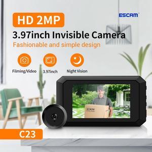 VisiPower 2MP 3.97" HD Screen Smart Peephole Door Viewer Video Doorbell intercom built-in 1400mah lithium rechargeable Battery support 12 different language infrared night vision wide view angle 125°