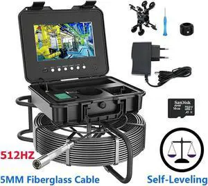 visiPower 10" AHD 2MP Display Screen Pipe Sewer Drain Pipeline Inspection Video Camera Auto Self Leveling Video+Audio Recording 5X Image Enlarge Industrial Endoscope Borescope Cable Length 20m/65ft