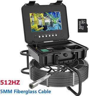 VisiPower 10" AHD 2MP Display Screen Pipe Sewer Drain Pipeline Inspection VideoRecording 5X Image Zoom Industrial Endoscope Borescope Built-in 512HZ TRANSMITTER Cable 5mm Cable Length 20m/65ft  Camera