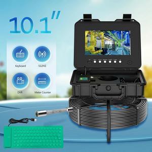 visiPower 10" 2MP AHD Screen Pipe Sewer Drain Pipeline Inspection Video Recording Meter Counter Keyboard Built-in 512HZ TRANSMITTER Industrial Borescope Cable Dia 5mm, Cable Length 20m/65ft