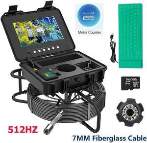 VisiPower 10" 2MP AHD Screen Pipe Sewer Drain Inspection Video Camera Video Recording Meter Counter Keyboard Built-in 512HZ TRANSMITTER Industrial Endoscope Cable Dia 7mm Cable Length 70m/229ft