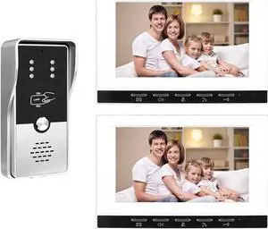 VisiPower 7" Monitor Wired Multi Room Unlock Visual Intercom System Villa Apartment Doorbell with Night Vision and Mobile Phone NFC unlocking, 1* outdoor doorbell + 2* indoor monitor