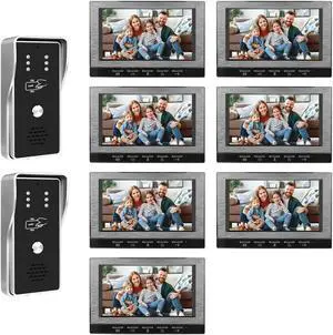 VisiPower Black 7" Monitor Wired Multi Room Unlock Visual Intercom System Villa Apartment Doorbell with Night Vision and Mobile Phone NFC unlocking, 2* outdoor doorbell+ 7* indoor monitor