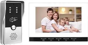 VisiPower White 7" Monitor Wired Multi Room Unlock Visual Intercom System Villa Apartment Doorbell with Night Vision and Mobile Phone NFC unlocking, 2* outdoor doorbell+ 1* indoor monitor
