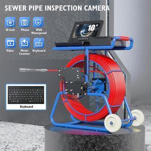 VisiPower 2MP Sewer Pipe Camera 10" Screen + Video recording + Meter Counter + Auto Self-Leveling + 512HZ TRANSMITTER +Keyboard + Dia 9mm thick cable + Wheel Endoscope Borescope Cable Length 50m/164f