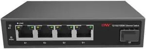 VisiPower Gigabit multi-mode dual fiber 4*1000M RJ45 PORT+ 1*1.25G SFP fiber port media converter  LC interface Transmission Distance 0-500m Capacity 10Gbps