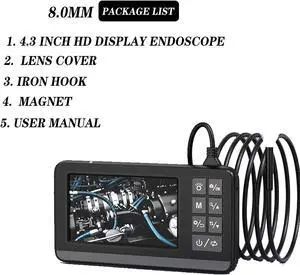 VisiPower Car Repair Detection 4.3" LCD Handheld Digital Display Industrial Endoscope with HD 1080p Camera can take photos/video LED light adjustable Single lens 8mm Borescope Single lens_3m