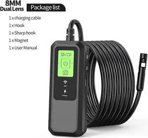 VisiPower Car Repair Detection WIFI Industrial Endoscope with an HD 2k Pixels Camera can connect mobile phone take photos/video LED light can be adjust Dual lens 8mm Borescope W600_8mm_D_10M