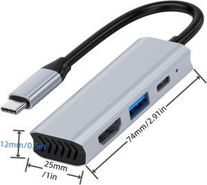 VisiPower 3 In 1 Type-C / USB-C to HDMI 4K@30Hz & PD Charging & USB 3.0 Extension hub Adapter Converter, Type-C docking station to expansion Hub 4K laptop 3-in-1 wired same screen adapter cable