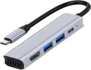 VisiPower 4 in 1 Type-C  / USB-C to HDMI 4K@30Hz + PD Charging + USB 3.0 + USB 2.0 Extension Adapter Converter, PC Mobile Phone laptop 4-in-1 Docking Station USB Extension Hub Converter Adaptor Cable