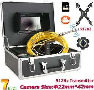 VisiPower Draining plumbing Wire inspection/ Sewer Pipe Inspection Camera/Pipeline Industrial Endoscope/7" Monitor/DVR video recording/12PCS LED /8GB SD Card/512hz Transmitter /20m/65ft Cable length