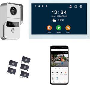 2pin-Wired 2MP HD Indoor 10" WiFi Monitor Smart Home Video Doorbell Intercom System,Remote APP Phone Unlock Video Record Motion Detect 2-Way Talk IR Camera Silver Door Bell 1x doorbell + 1x 10" Screen
