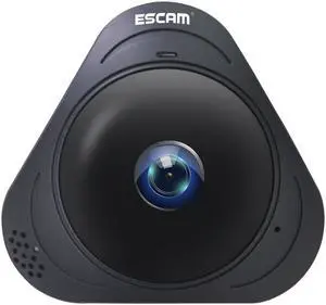 ESCAM Q8 WIFI 1.3MP IR 360° Fisheye Panoramic IP Camera Built in mic & Speaker Black Color