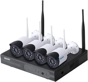 ESCAM WNK404 4CH WIFI NVR + 4pcs 720P IR IP66 WIFI Bullet IP Camera Kit 3.6mm Lens