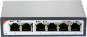 ONV-POE33064P-at 6-Port Gigabit PoE Switch with 4 Gigabit PoE Ports (IEEE802.3at) and 2 Gigabit uplink