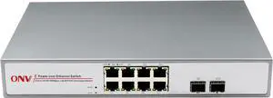 10-port 10/100/1000M PoE Switch with 8x 10/100/1000Base-T RJ45 Ethernet ports support Auto MDI/MDI-X