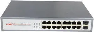 18-Port Ethernet Switch with 16 10/100/1000M Ports and 2 Gigabit SFP Ports Built-in power supply