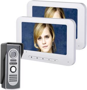 7 Inch TFT 2 Monitors Video Door Phone Doorbell Intercom Kit 1-camera 2-monitor HD 700TVL Camera with Night Vision