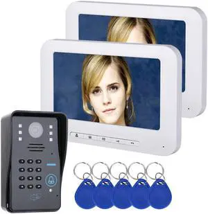 7" LCD 2 Monitors RFID Password Video Door Phone Intercom Doorbell With IR-CUTCamera 1000 TV Line