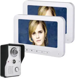 7" color TFT LCD 2 Monitors Video Door Phone Doorbell Intercom Kit 1-camera 2-monitor Night Vision with IR-CUT HD 700TVL Camera
