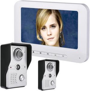 7 Inch LCD Video Door Phone Doorbell Intercom Kit 2-camera 1-monitor Night Vision with IR-CUT HD 700TVL Camera