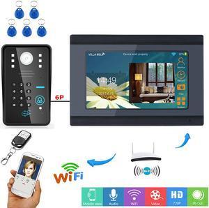 7inch TFT LCD Wired Wifi RFID Password Video Door Phone Doorbell Intercom Entry System with IR-CUT 1000TVL Wired Camera Night Vision Remote APP