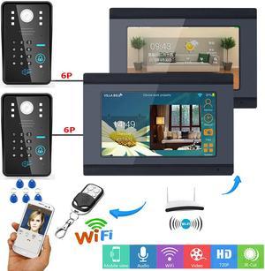 7inch 2 Monitors Wired / Wireless Wifi RFID Password Video Door Phone Doorbell with IR-CUT Outdoor 1000TVL analog HD camera