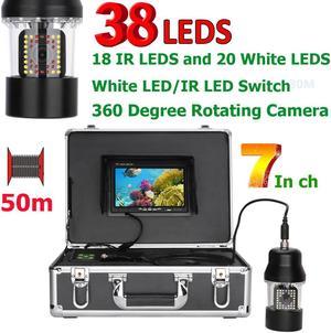 7 Inch 50m Underwater Fishing Video Camera Fish Finder IP68 Waterproof 38 LEDs 360 Degree Rotating Camera