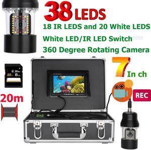 7 Inch DVR Recorder 20m Underwater Fishing Video Camera Fish Finder IP68 Waterproof 38 LEDs 360 Degree Rotating Camera