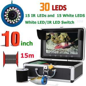 10 Inch 15M 1000TVL Fish Finder Underwater Fishing Camera 15pcs White  LEDs + 15pcs Infrared Lamp For Ice/Sea/River Fishing