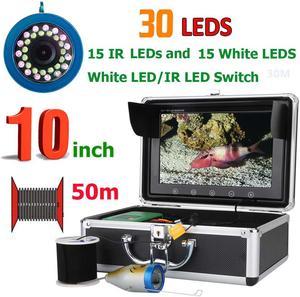 10 Inch 50M 1000TVL Fish Finder Underwater Fishing Camera 15pcs White  LEDs + 15pcs Infrared Lamp For Ice/Sea/River Fishing