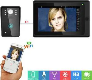 7inch Wired / Wireless Wifi IP Video Door Phone Doorbell Intercom Entry System with 1000TVL Wired Camera Night Vision Support Remote APP unlocking