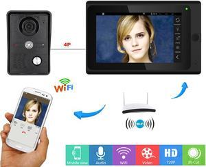 7inch Wireless/Wired Wifi IP Video Door Phone Doorbell Intercom with 1000TVL Wired Camera Night Vision Support Remote APP unlocking/Recording/Snapshot