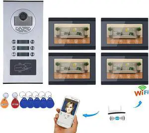 7inch Record Wired Wifi 4 Apartment/Family Video Door Phone doorbell with 6 button 4 Monitor Waterproof