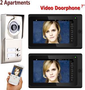 7inch Record Wired Wifi 2 Apartments Video Door Phone IR-CUT HD 1000TVL Camera Doorbell Camera with 2 button 2 Monitor Waterproof
