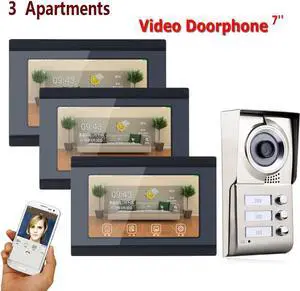 7" color TFT LCD Wifi 3 Apartments Video Door Phone Intercom System IR-CUT HD 1000TVL Camera Doorbell