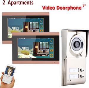 7inch Record wireless Wifi 2 Apartments Video Door Phone Intercom System IR-CUT HD 1000TVL Camera Doorbell with 2 button 2 Monitor Waterproof