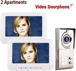 7inch LCD 2 Apartments Video Door Phone Intercom System IR-CUT HD 1000TVL Camera Doorbell Camera with 2 button 2 Monitor Waterproof