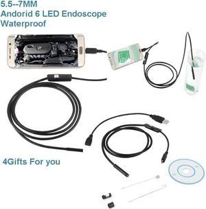 7mm lens Snake Borescope 6LED Waterproof IP67 Inspection Camera 30fps for Android